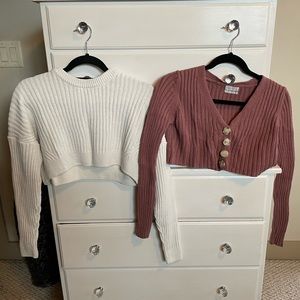 Two Urban Outfitters cropped sweaters